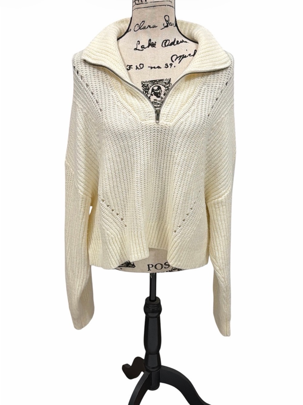 Arizona Jean Co Women’s XXL Cream Half Zip Chunky Knit Sweater